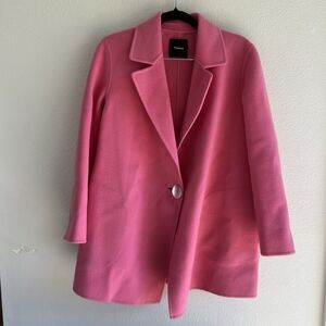 Theory Women’s Size P Clairene Jacket In Double Face Wool Cashmere Small Pink